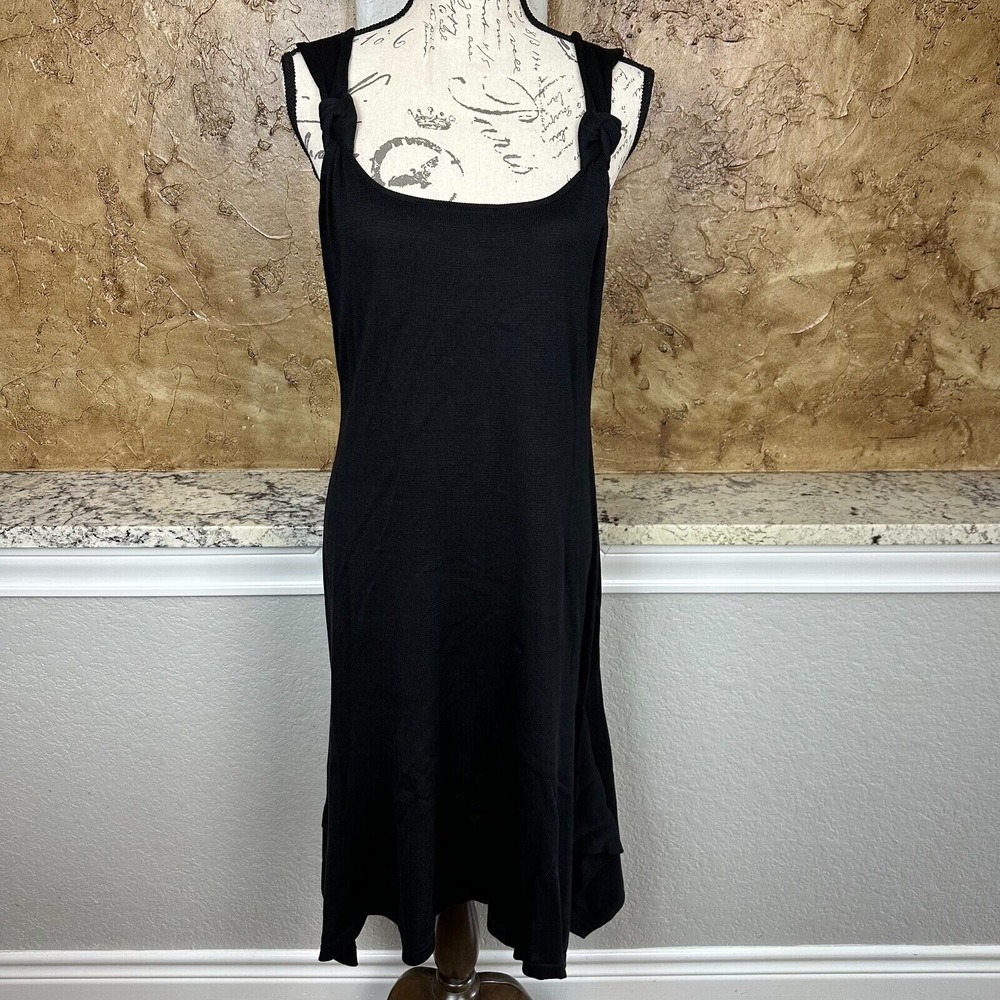 NWT Peruvian Connection Dress MP Knotted‎ Strap Black Pima Cotton Medium Petite